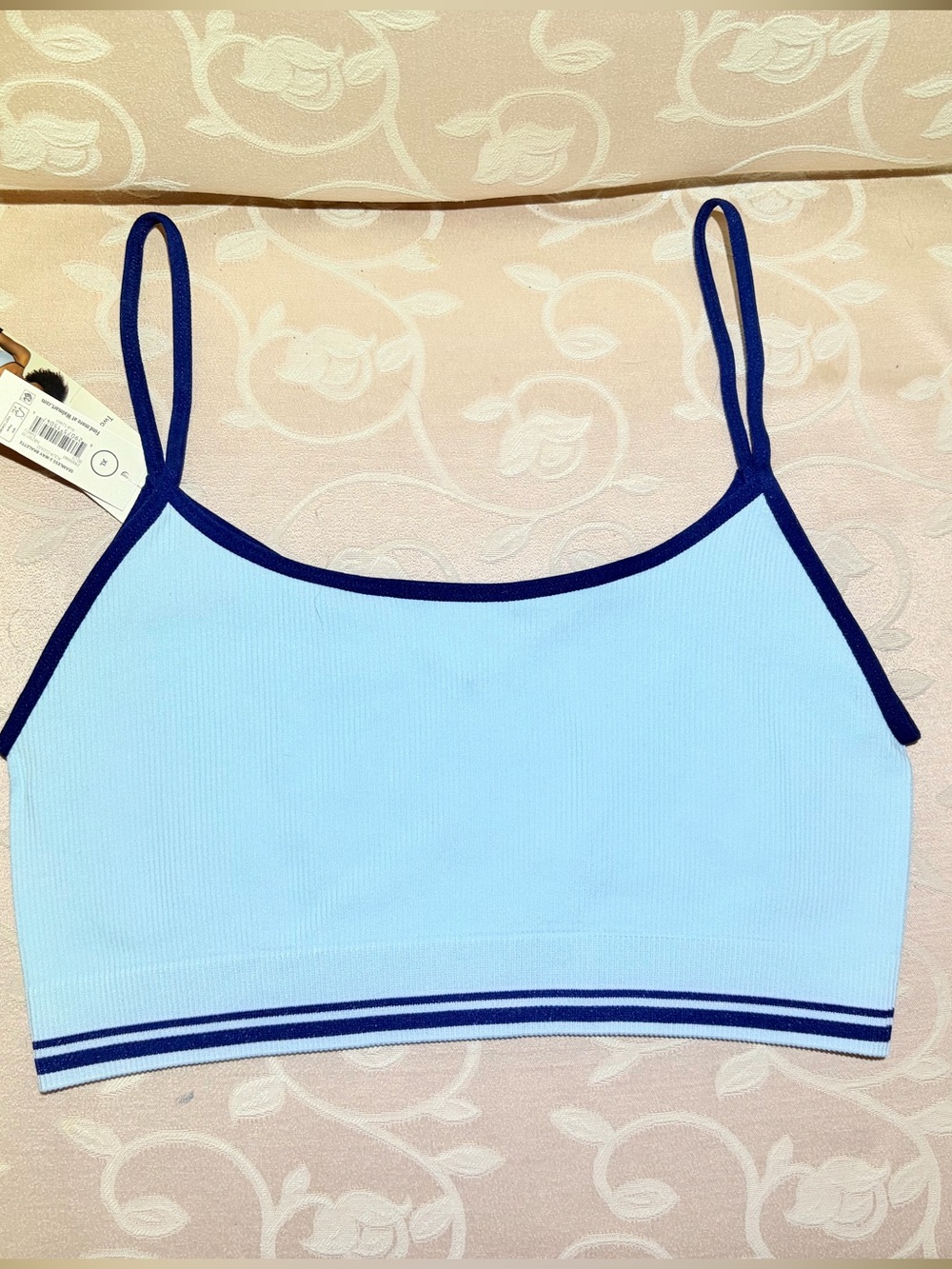NWT No Boundaries Reversible Light Blue Ribbed Bralette with Navy Trim. XL - Picture 6 of 6